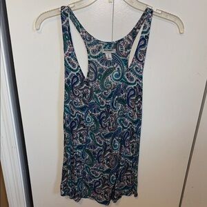 Old Navy Blue and White Paisley Tank Top